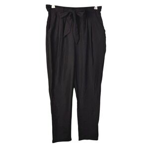 Lush Black Paper Bag Waist Pants‎ Women's Small Tie Belt High Rise Trousers